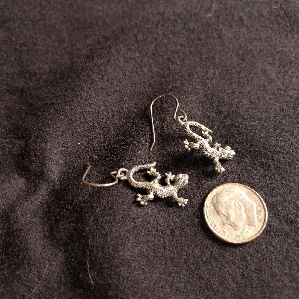 Silver lizard earrings